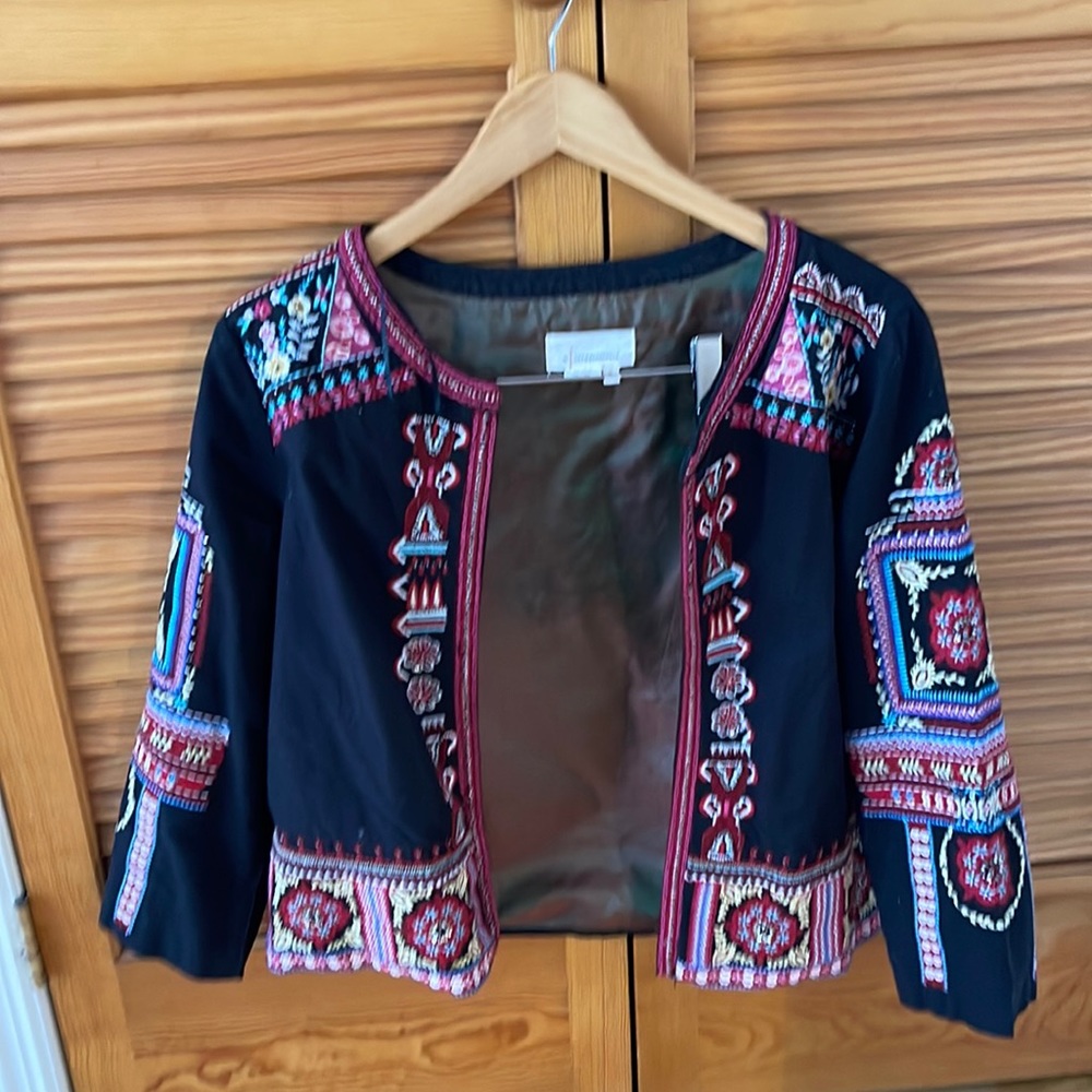 Anthropologie embroidery blazer